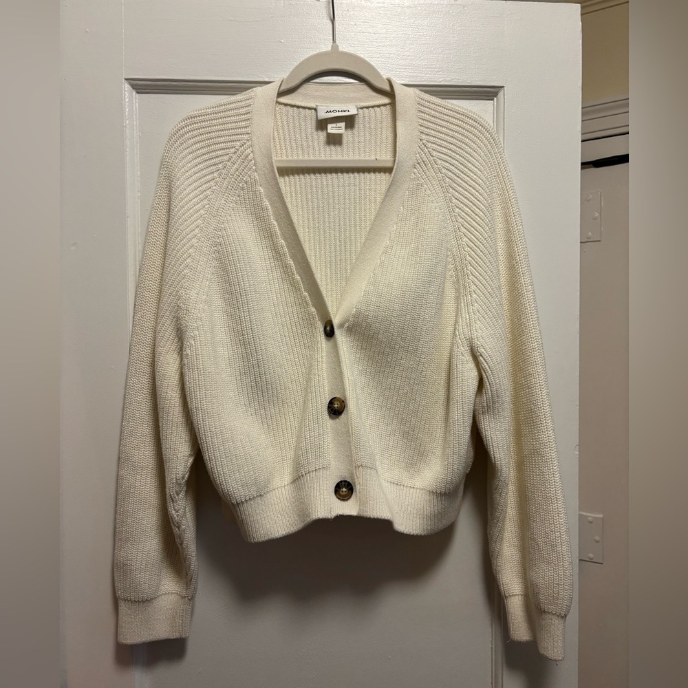 Women's Cream Boxy Cardigan Sweater